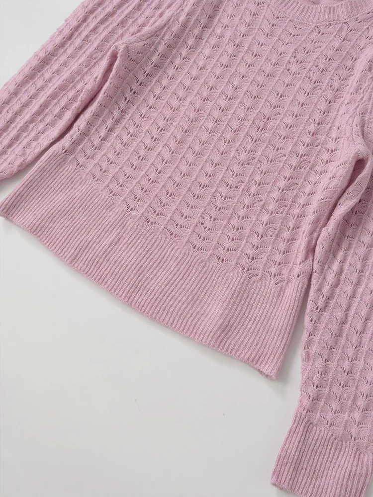 Suéter de manga larga con cuello redondo para mujer, suéter informal sencillo de color sólido con temperamento, estilo europeo y americano, otoño