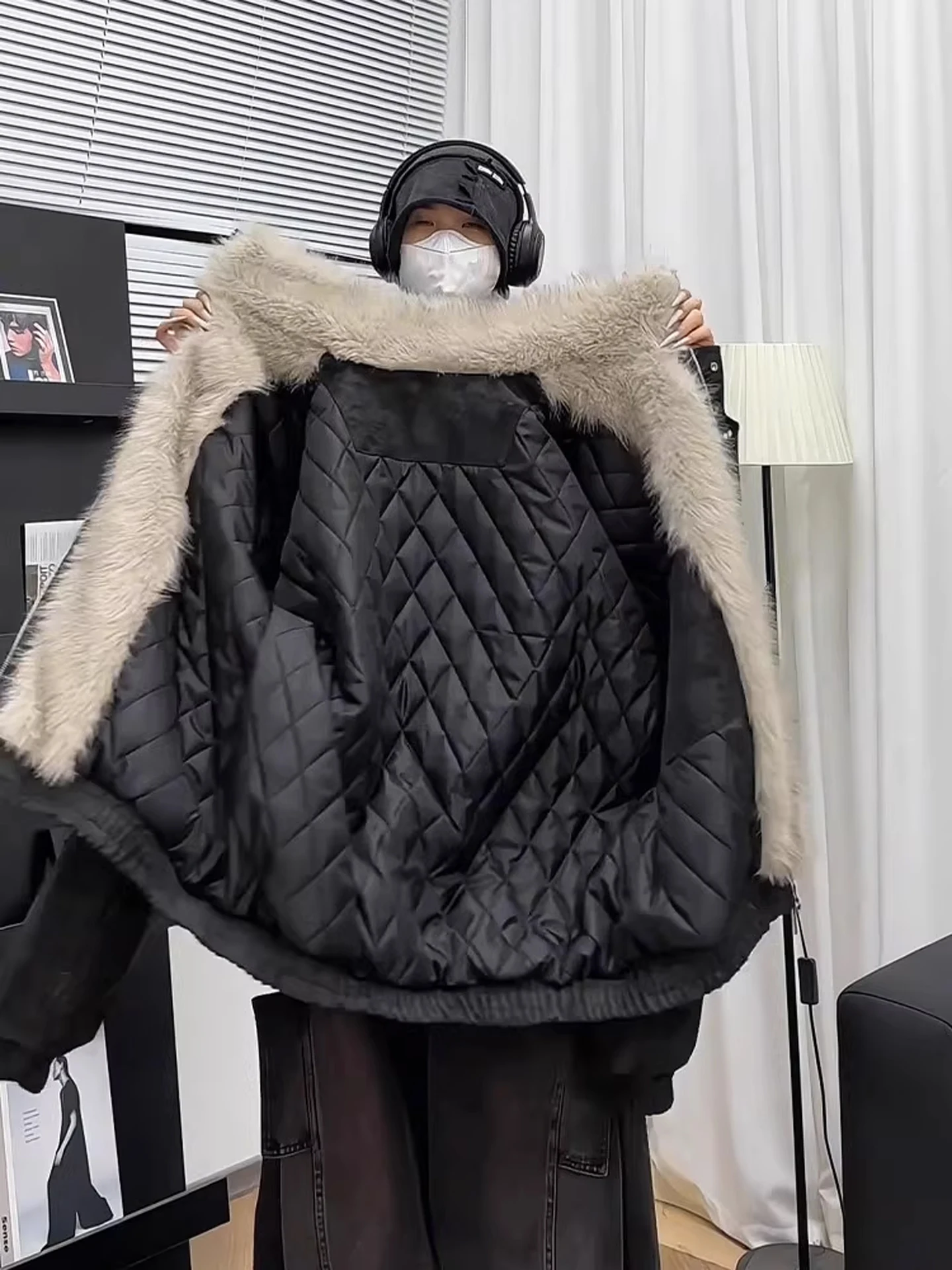 

Корейское мужское хлопковое джинто из искусственной кожи, замши, бархата, Aircrt, синий дизайн, зимнее теплое длинное пальто све