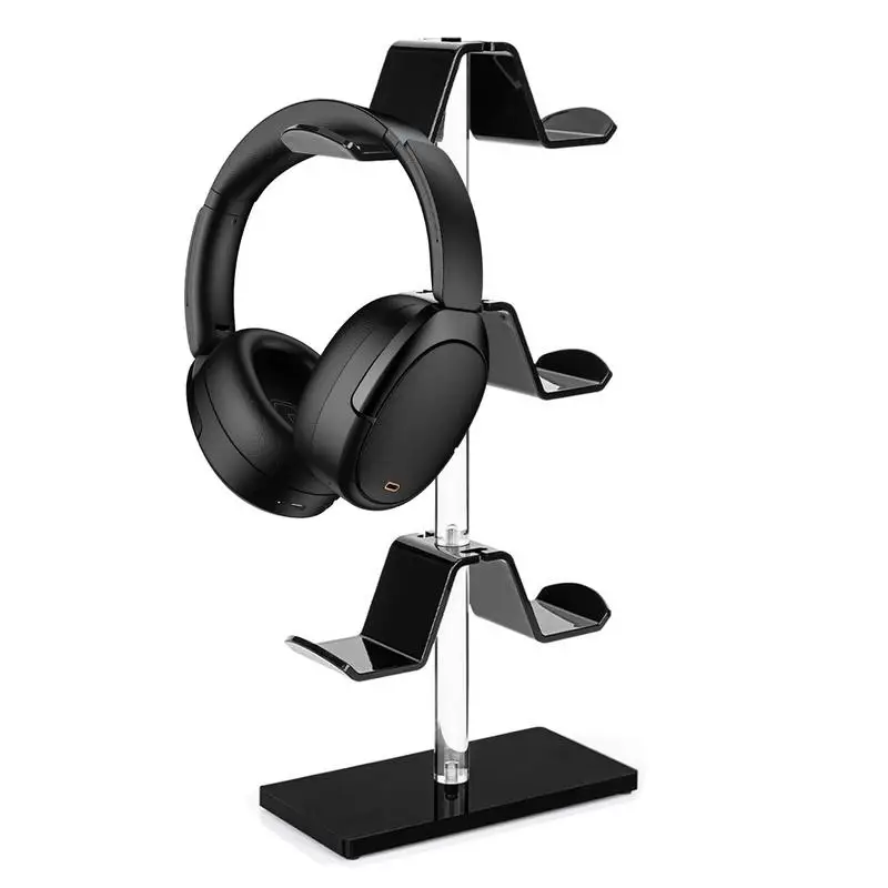 Headset Holder Acrylic Game Controller Holder Headphone Stand 3 Tiers Rotating Headset Holder for Desk Stable Earphone Hanger