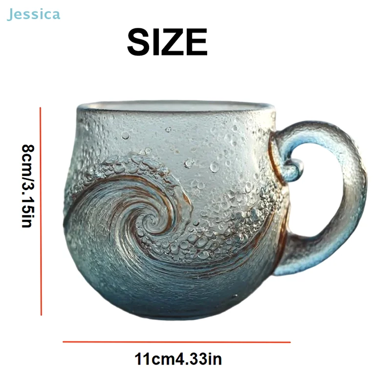 ♥ كوب زجاجي مموج فريد من نوعه لمحبي الشاطئ بطابع 12 أونصة