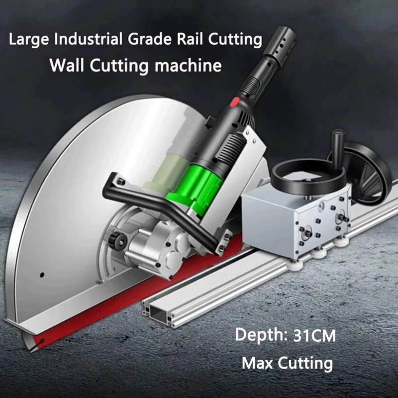 Electric Brushless Wall Cutting machine Floor Ground Road Grooving Machine Door Window Slotting machine Depth 31cm+2.4m rail