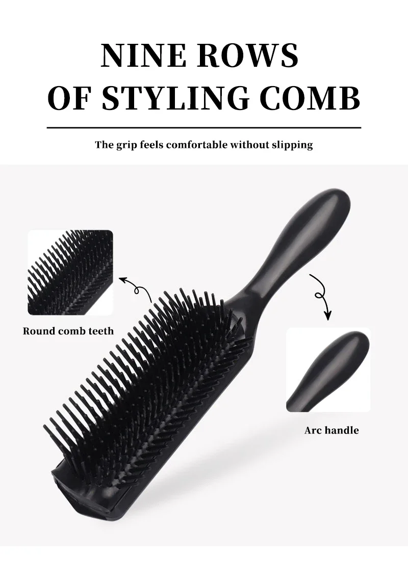 1pcs anti-static exfoliating massage curling brush detachable nine row comb plastic comb hair styling comb