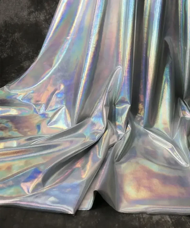 Soft Reflective Fabric Rainbow Reflective Fabric,Designer Fabric, Coated show dress fabric Halloween Costume 1 yards - Image 2