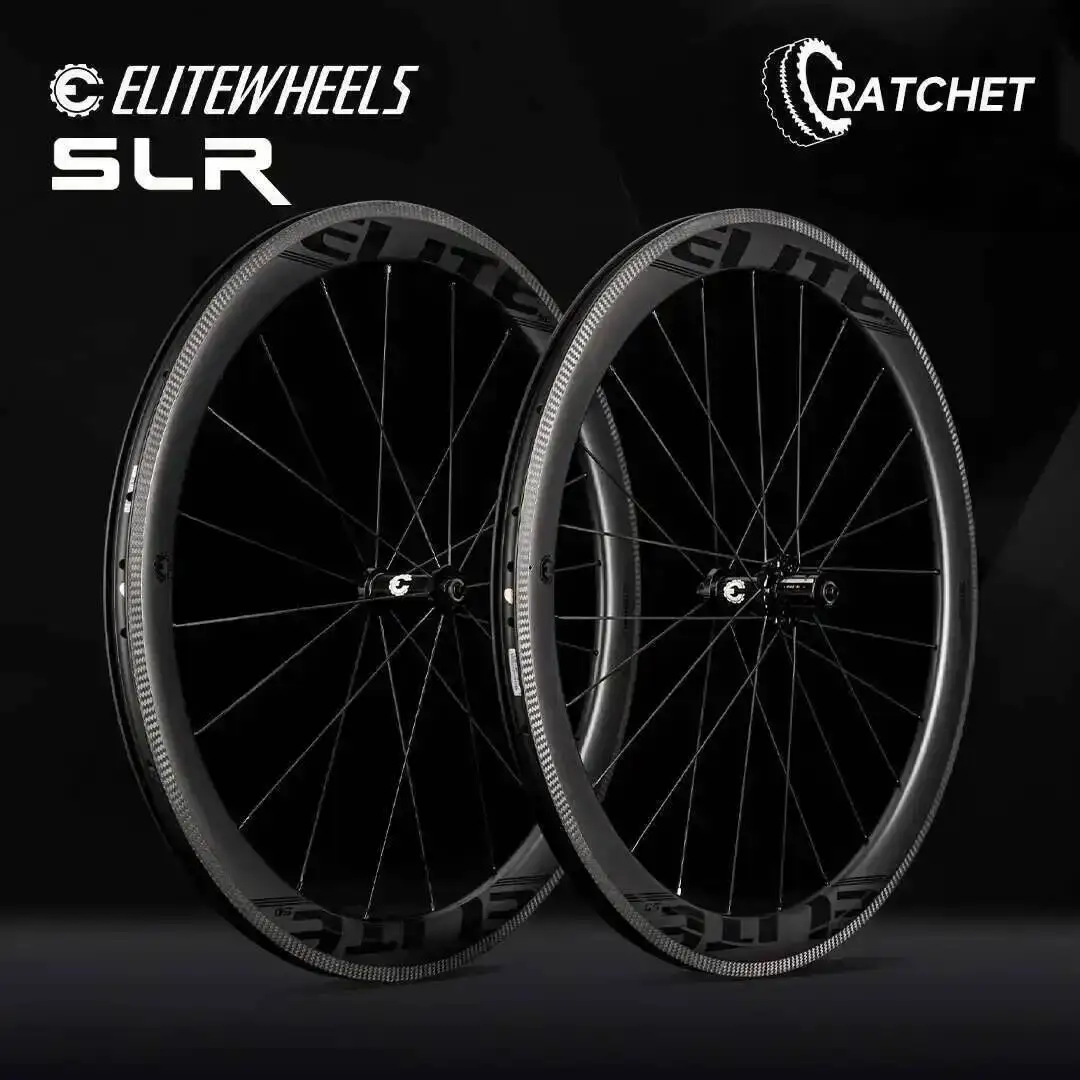 

ELITEWHEELS SLR 700c Road Carbon Wheelset 3K Twill Brake Surface Pillar 1423 Spoke Ratchet System 36T Straight Pull Hub Mexico