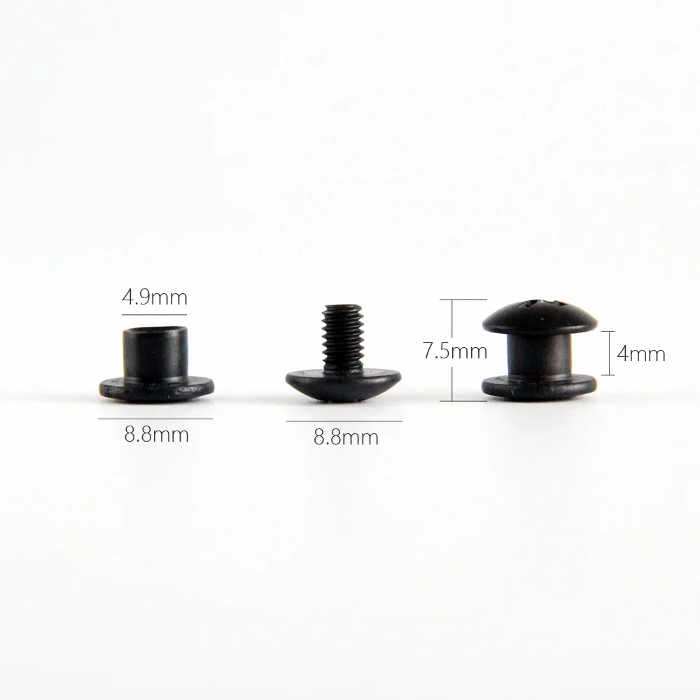 100PCS Short Post Black Steel Chicago Screw Set Cross Head For DIY Belt Loops Clips Kydex Sheaths Holsters Pouch