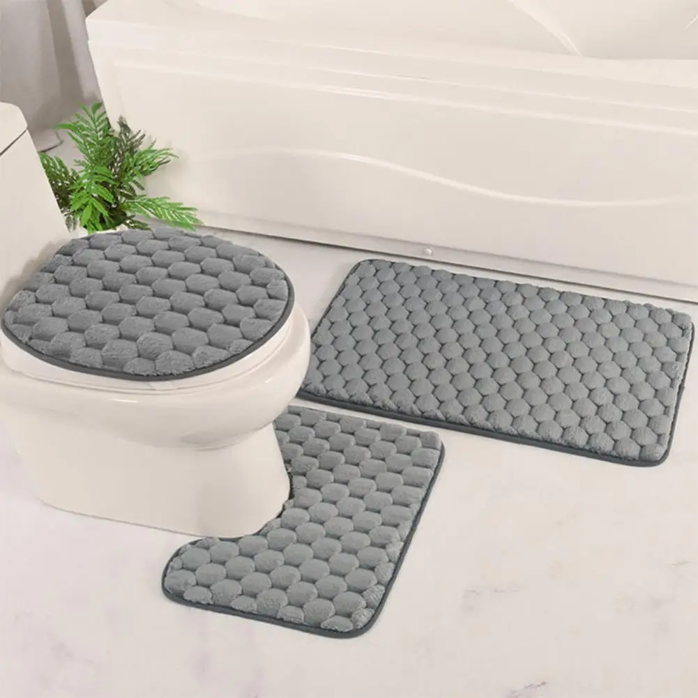 Home Life Warmth Rug Set Luxurious 3-piece Bathroom Mat Set with Non-slip Design Super Absorbent Material Thickened for Fall