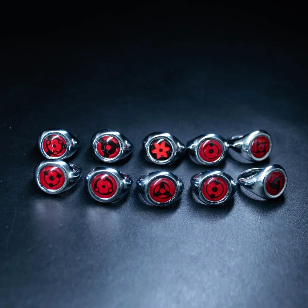 Tokyo Anime Cosplay Akatsuki Red Cloud Single and Double Hook Jade Kaleidoscope Ring Decorations for Women Men Jewelry Ring Gift