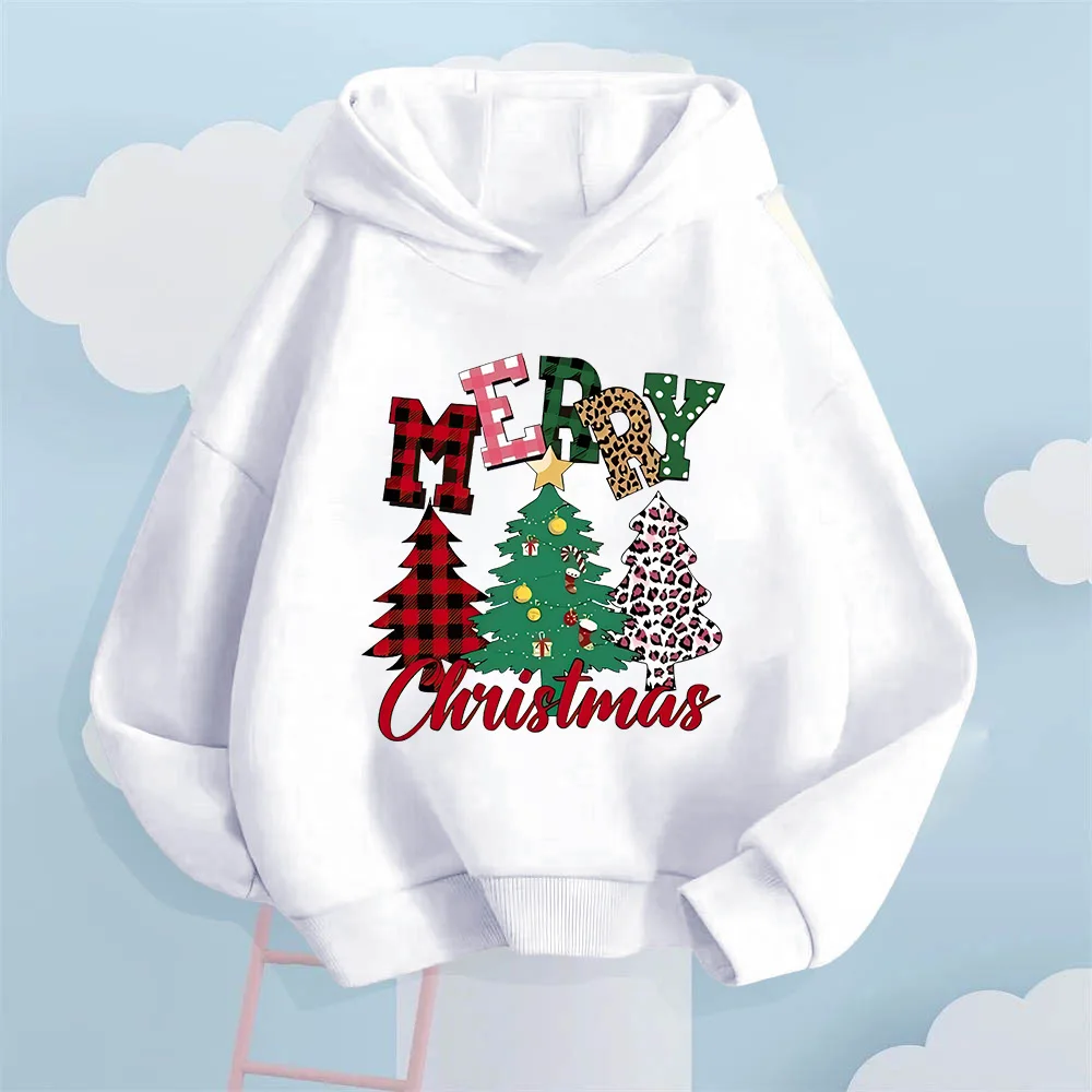 

Creative Christmas Tree Pattern Children's Sweatshirt Autumn and Winter Fashion Gift for Boys and Girls Plush Hooded Sweatshirt