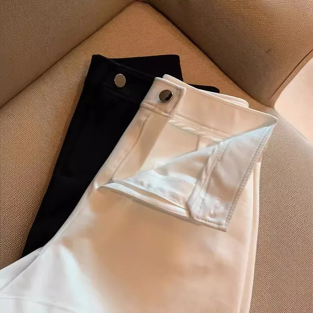 عالية الخصر التخسيس ألف خط السراويل السوداء الضيقة للنساء 2024 الربيع الكورية نمط مرونة السراويل الساخنة مرونة عالية