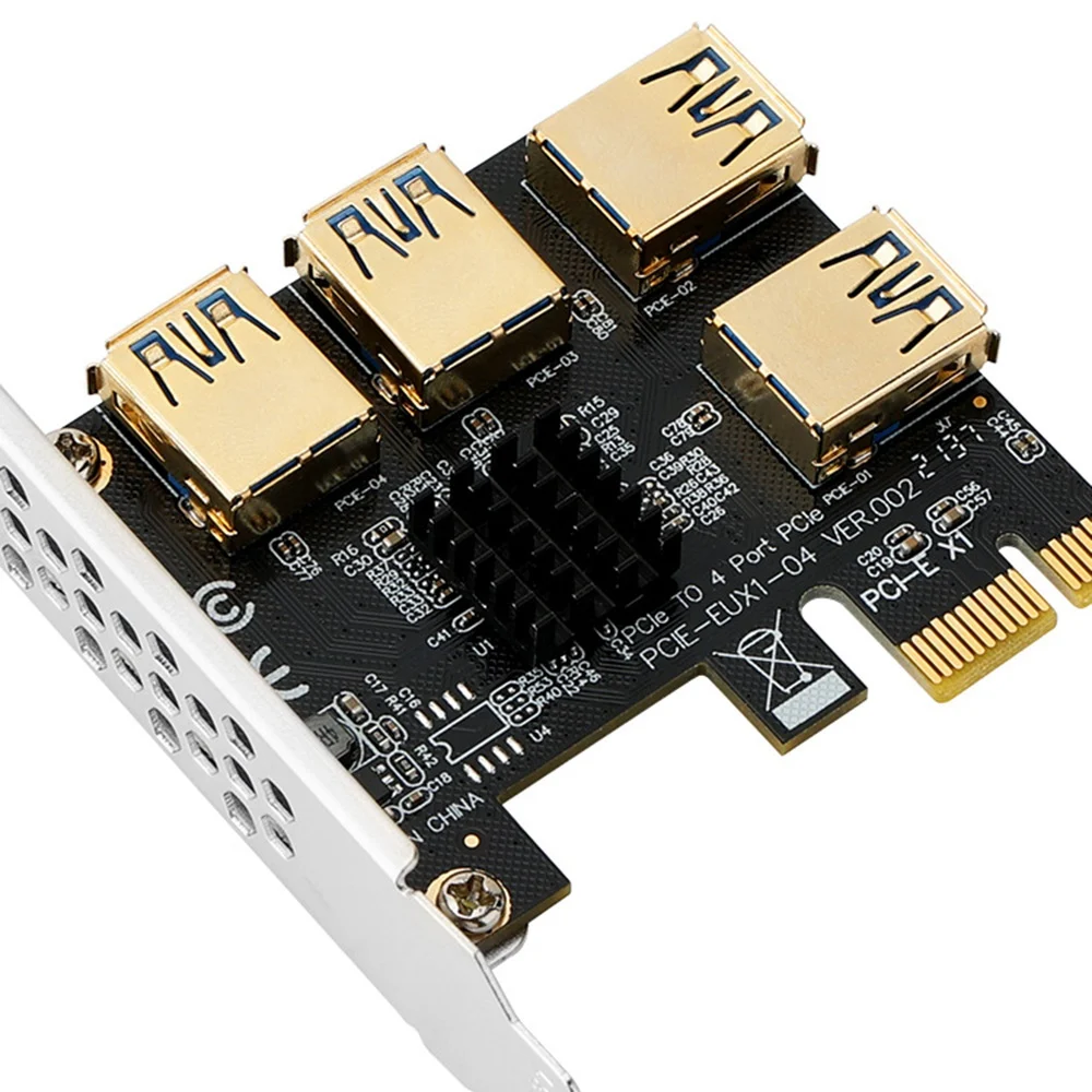 Tarjeta elevadora PCIE 1 a 4, tarjeta adaptadora PCIE 1X a 4, compatible con tarjetas gráficas de la serie 10 para Dispositivo de minería de Bitcoin