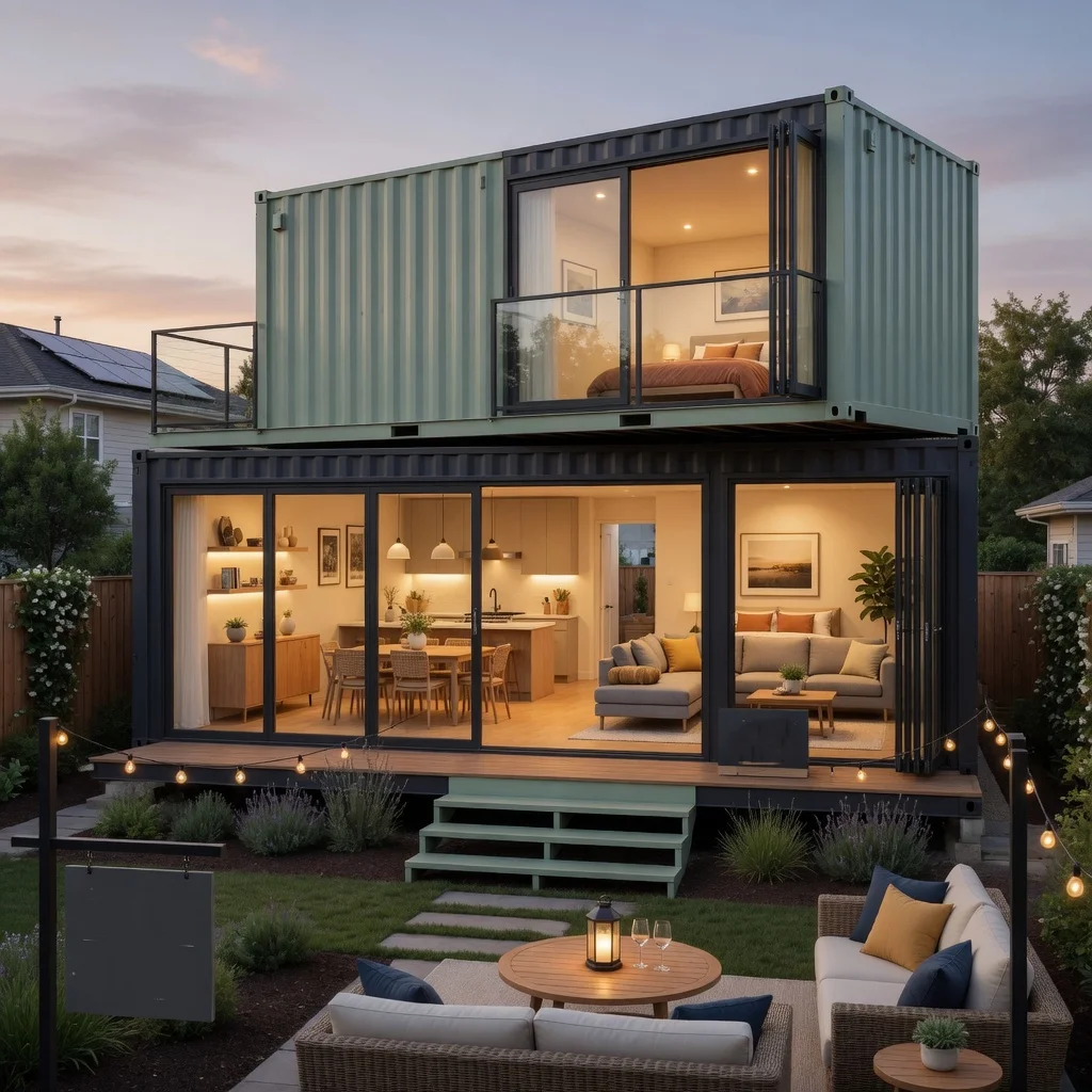 Family Prefab Modular House Bedroom Bathroom Kitchen spacious multi family living in suburban community with garden outdoor