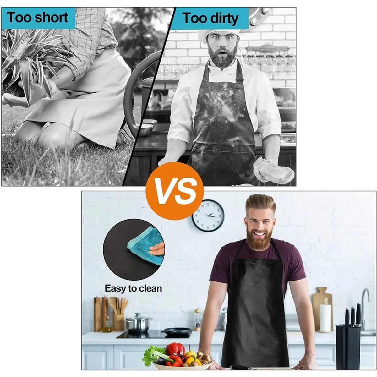 

Набор из 2 водонепроницаемых фартуков BHBL из полиуретановой виниловой ткани, 40 дюймов, для мужчин, сверхпрочные, для работы с химикатами, удлиненные, для гриля