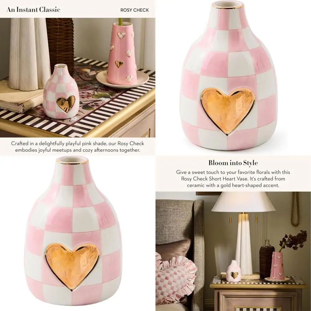 

Elegant Pink & White Striped Ceramic Flower Vase with Unique Bud Design