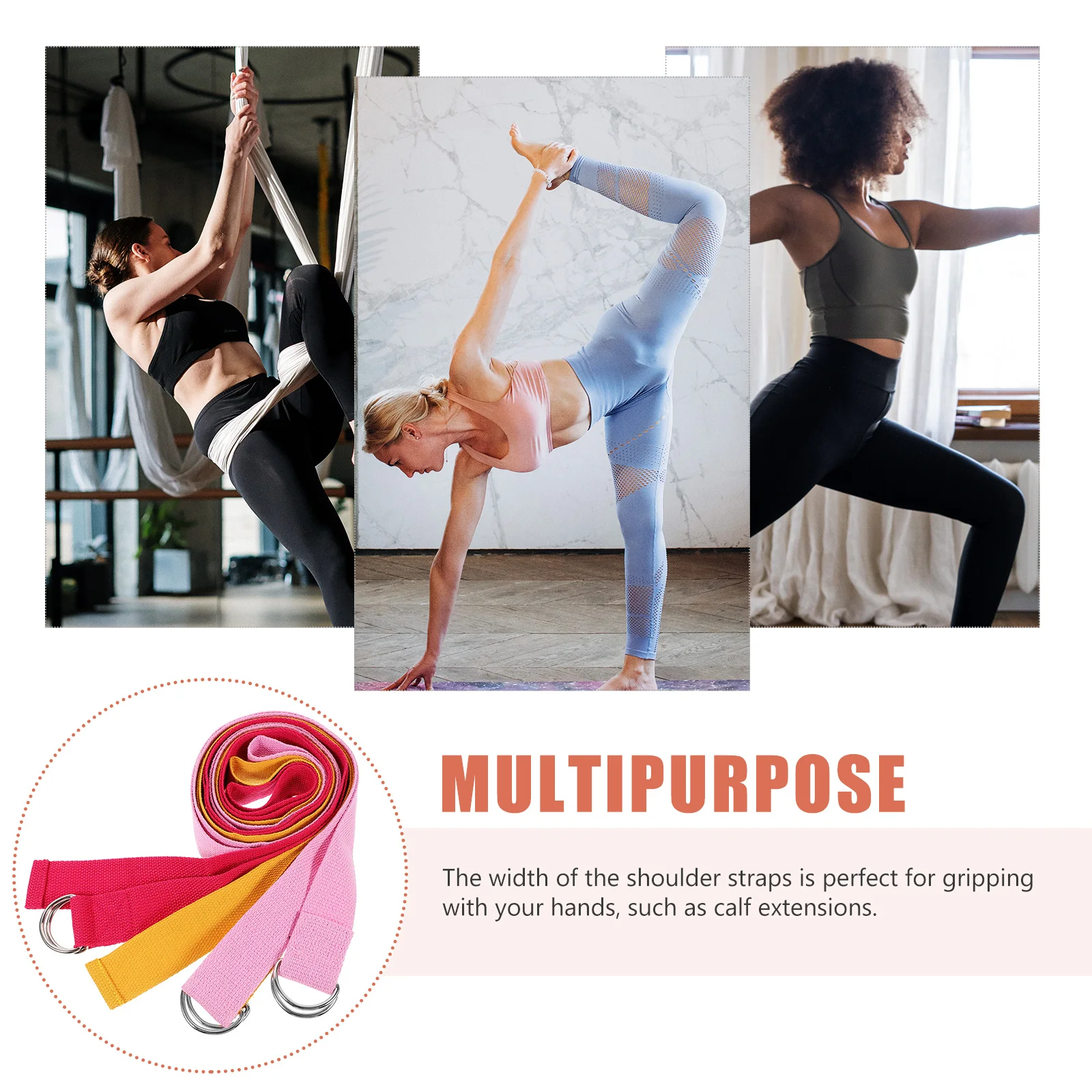 

3Pcs Reusable Yoga Assist Band Comfortable Grip for Calf Extensions and Flexibility Exercises Inelastic Bands Resistance