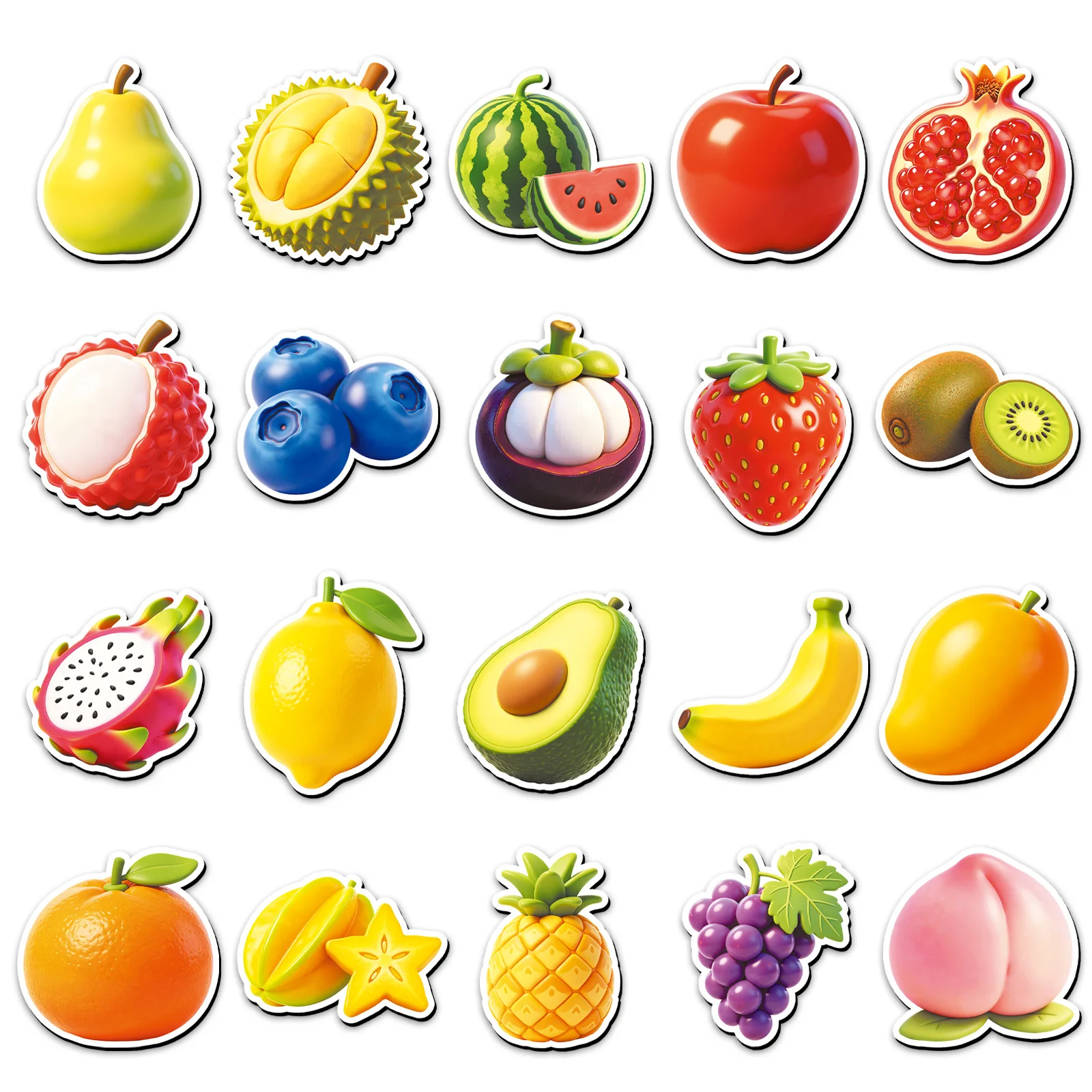 Lot de 20 Aimants de Réfrigérateur 3D Mignons en Forme de Fruits, Autocollants Magnétiques Souples pour Décoration de Frigo, Aimants DIY Animaux et Fruits, Cadeaux et Faveurs de Fête