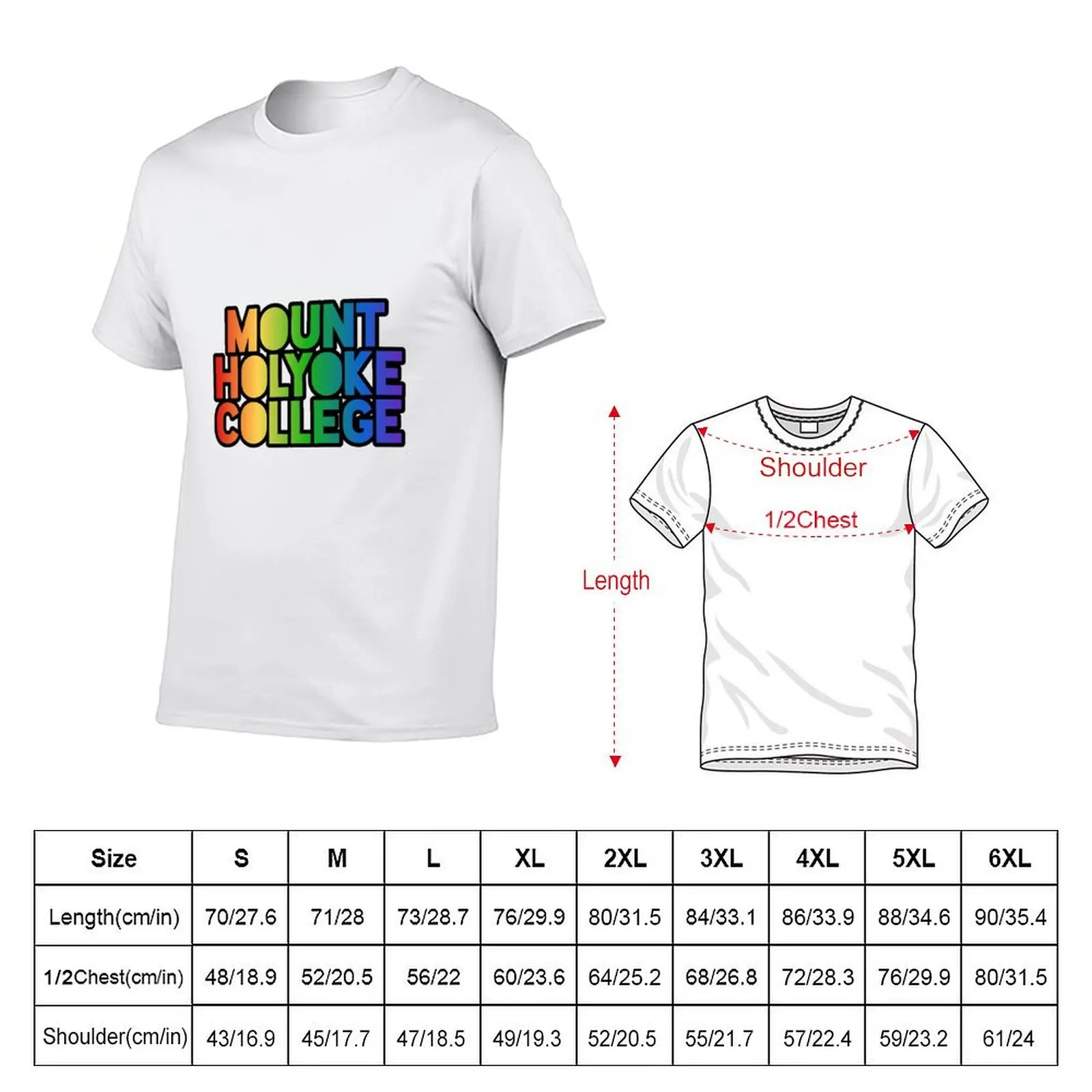 Mount Holyoke College Rainbow Pride T-Shirt t shirts for man cotton funny man t shirt cotton cotton t shirts man 100% T-shirt