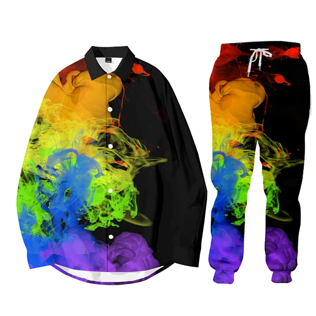 Regenboog Rook Liefde Is Liefde Trainingspak Heren Winterjas Hoodie Broek Polo 3D Custom Afdrukken Pak Sport Grote Maat joggingbroek