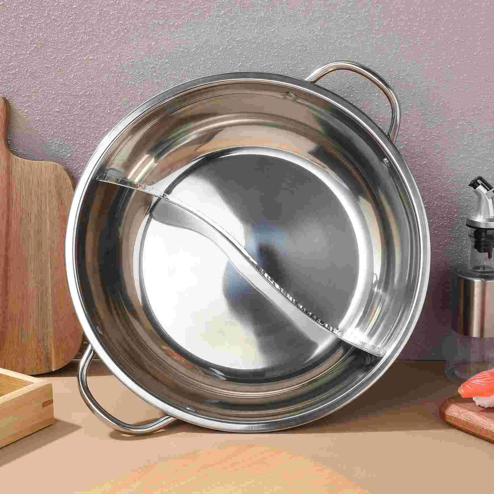 Partition Plate Stainless Steel Mandarin Duck Pot Skillet Shabu Hot with Divider Pan