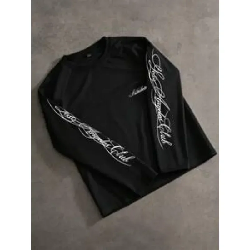 Y2K Retro Style T-shirt Leisure Sports T-shirt, Street Style, Men's and Women's Same Style, Long-sleeved T-shirt 3D Letter Print