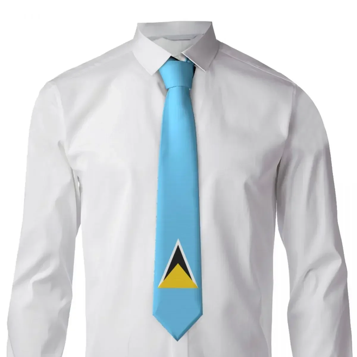 Mens Tie Saint Lucia Flag Neck s Blue Cool Fashion Collar  Custom DIY Wedding Party High Quality Necktie Accessories