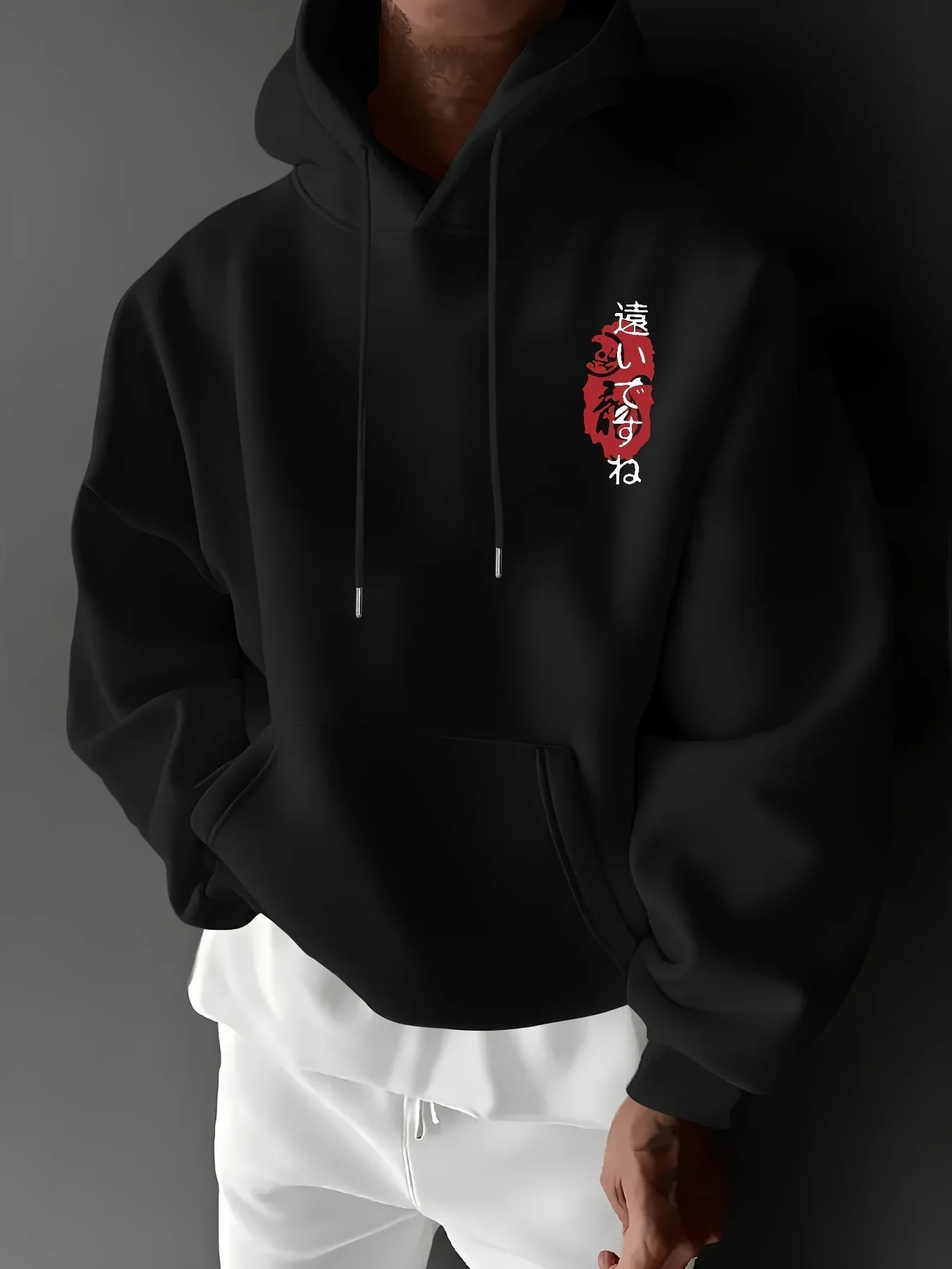 Vintage Orientalischer Drachen-Print Herren-Hoodie Winter Dickes Warmes Fleece Locker Sitzender Street-Style Kapuzenpullover – Detail 2