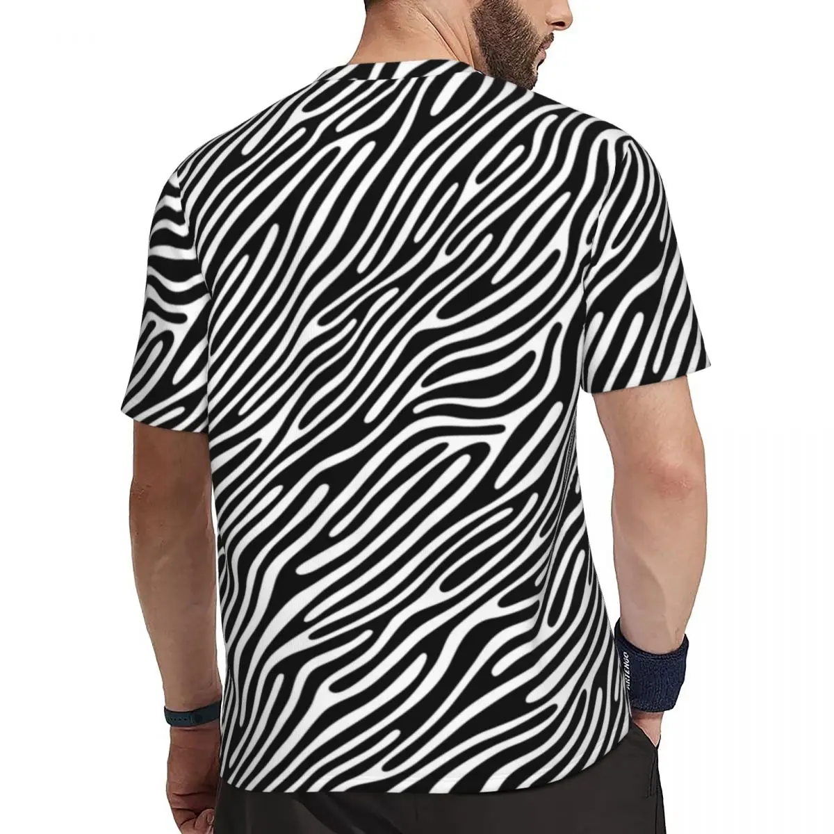 Zebra Strip Druck T Shirt Black And White Trending Gym T-Shirts Short Sleeves Quick-drying Tops Summer Streetwear Big Size Tees