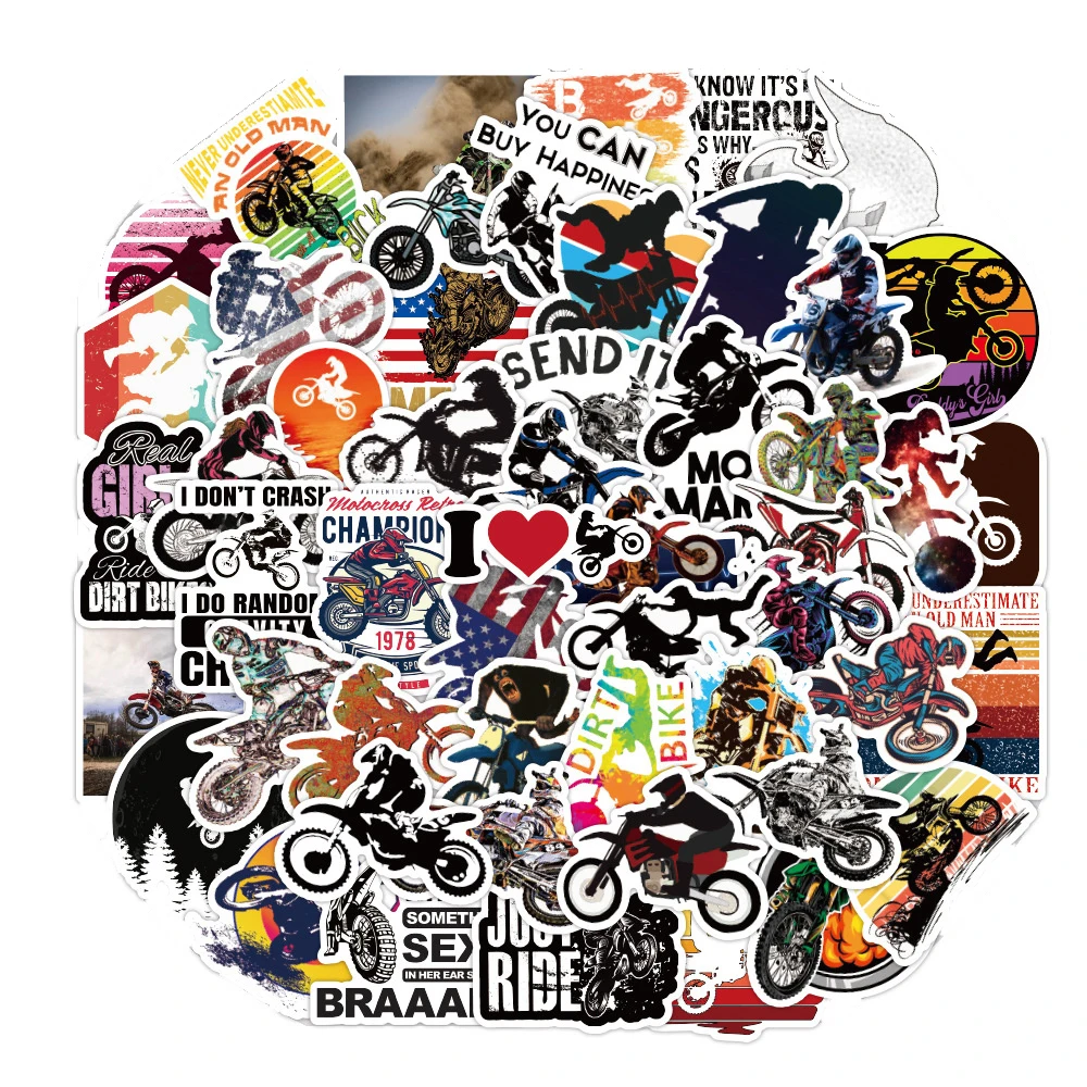 10/30/50PCS Cartoon Motocross Creative Graffiti Sticker Bike Skateboard Car Helmet Notebook Computer Wholesale