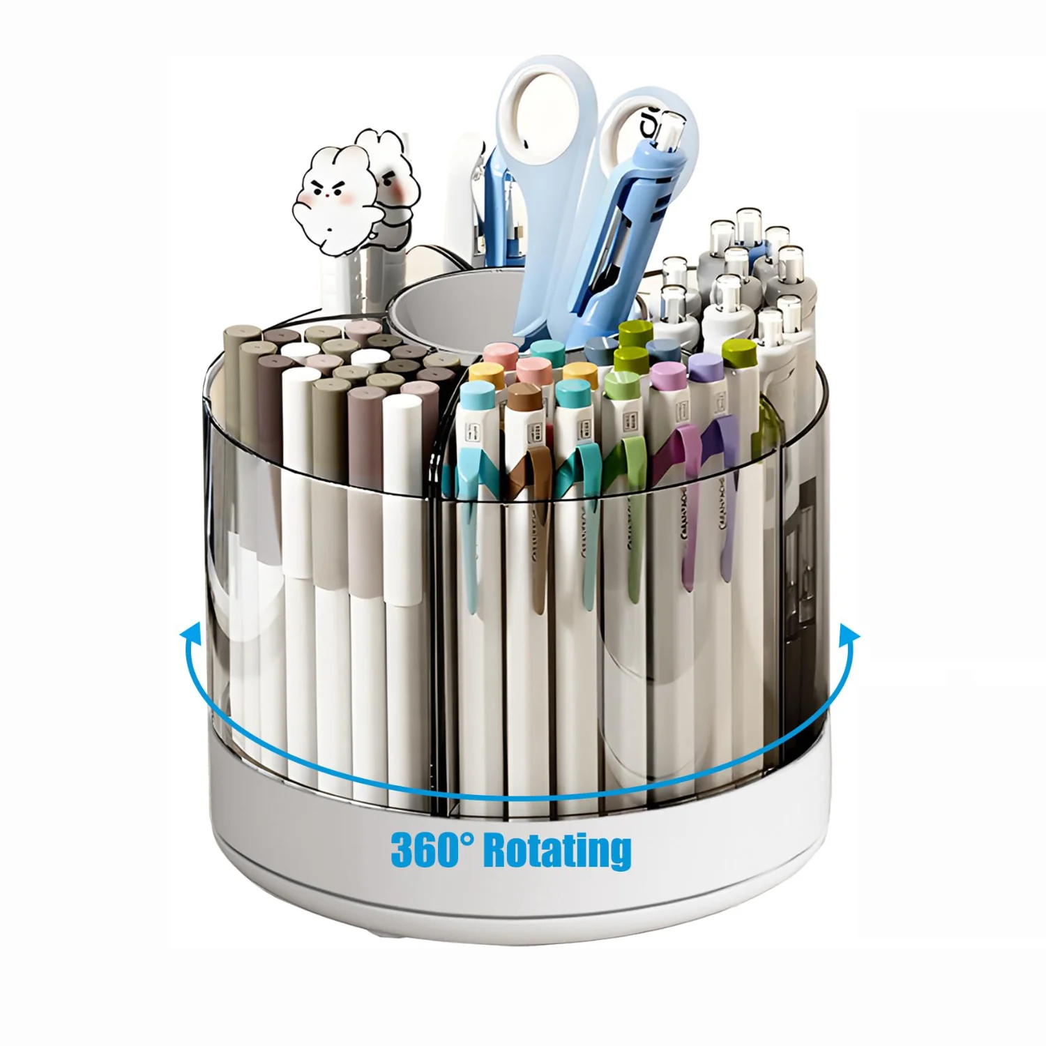 ° Rotating Desk Organizer  Multifunctional 6-Slot Holder for Office, Art, and Makeup Supplies