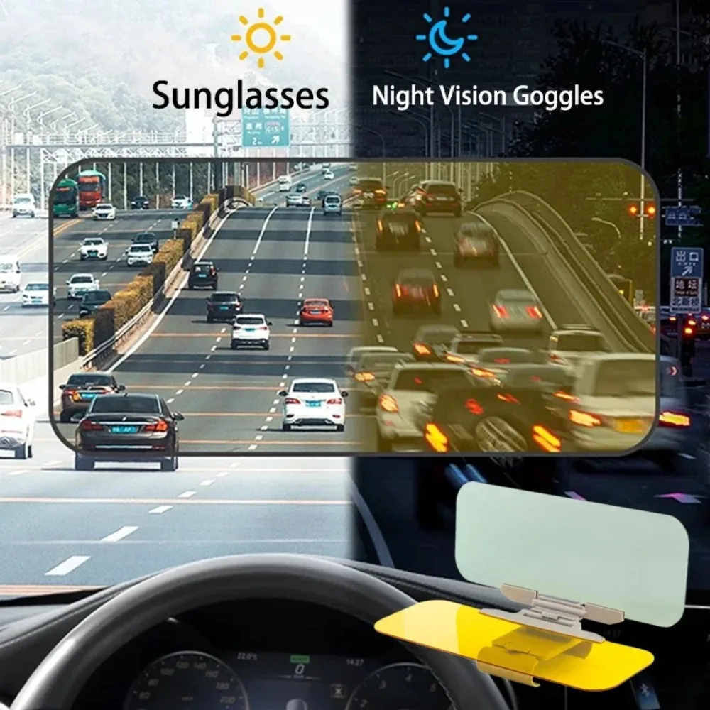 Car Sun Visor HD Anti Sunlight Dazzling Goggle Day Night Vision Driving Mirror UV Fold Flip Down Clear View Interior Mirrors