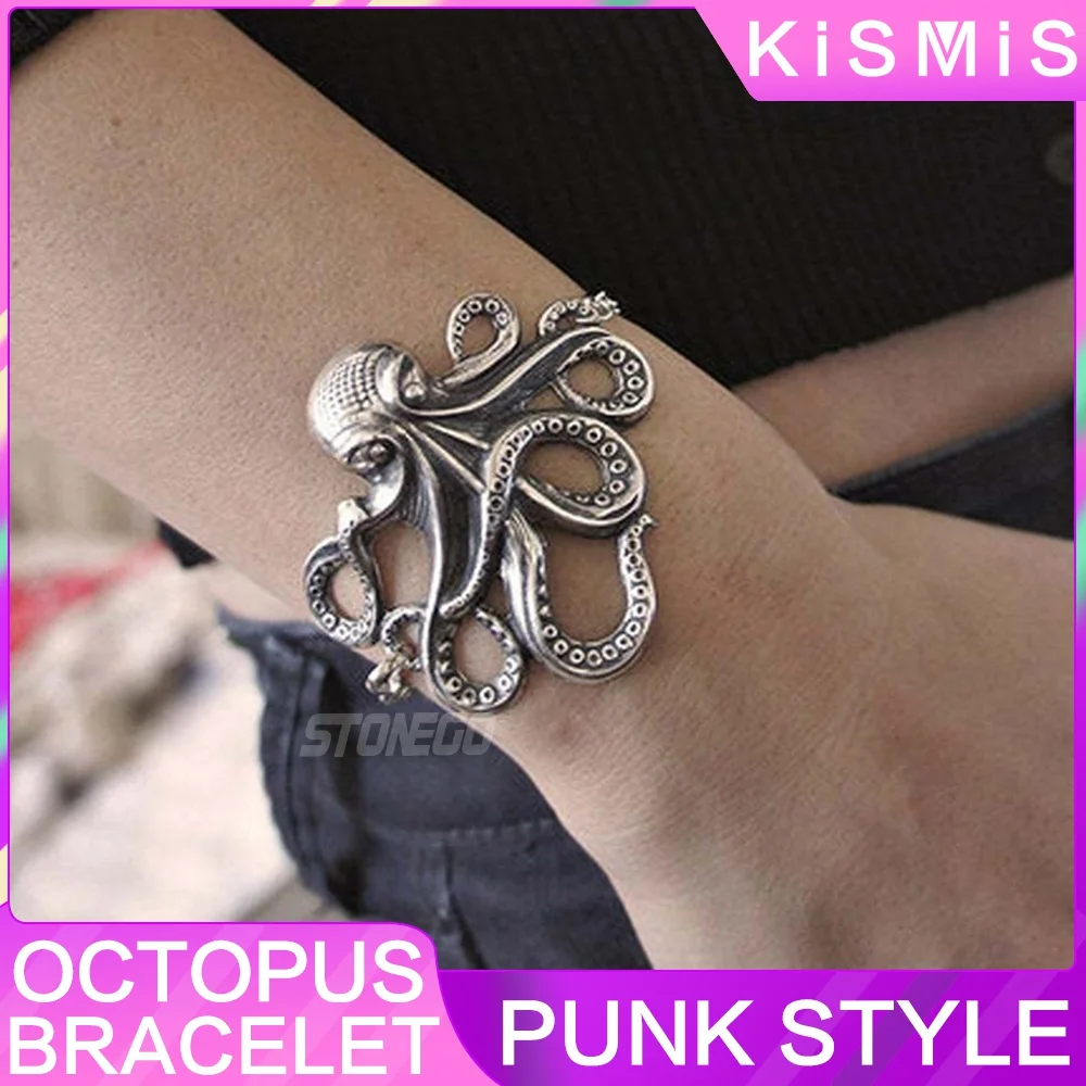 New Personality Stonego Retro Hip Hop Octopus Pendant Bracelet Unisex Hand Jewelry