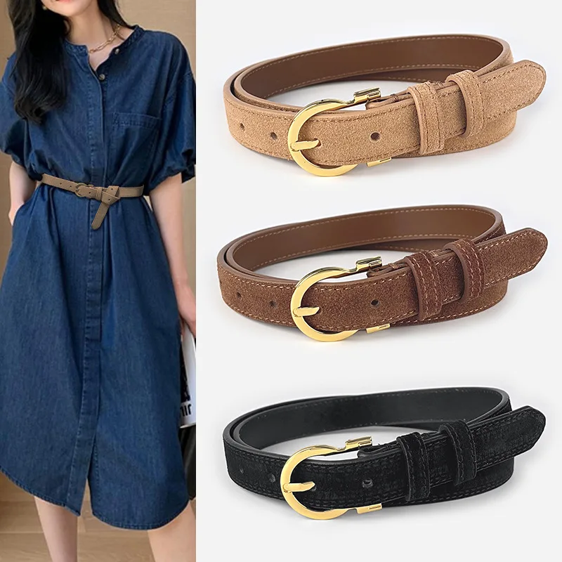 

Women's Thin Belt Fashion Genuine Leather Waistband 2024 New Ladies In Buckle Simple Belts As A Gift For Mothers And Girlfriends