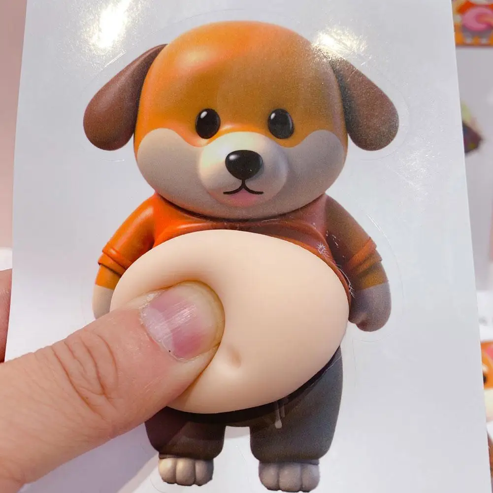 1 Pair Cute 3D Dog Belly Sticker Phone Case Decor Sticker So