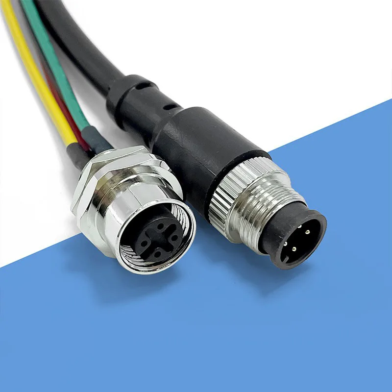 M12 4 5 8 12 Pin Aviation Plug with Wire Industrial Waterproof IP67 Pure Copper Male Female Sensor Connector Connection Line