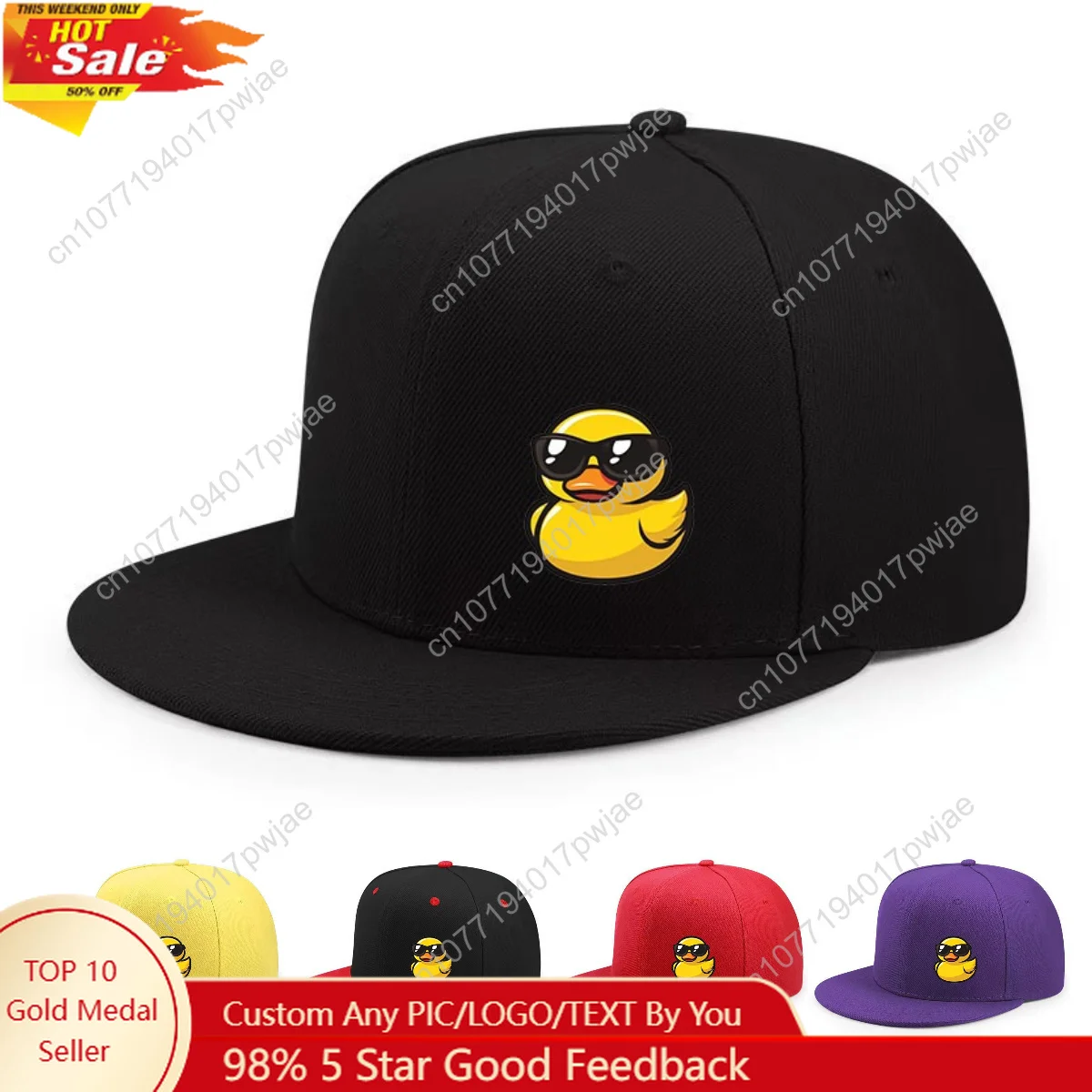 [Стильная бейсболка] Легкая регулируемая плоская бейсболка 2D |   Стильный принт утки, дышащий, простой, с плоским краем, подходит