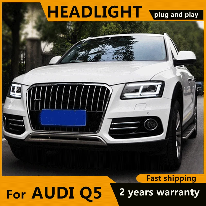 Car Styling for Audi Q5 FULL LED Headlights 2009-2012 2013-2018 Q5 LED Headlight DRL Lens Double Beam  bi-LED lens car headlight