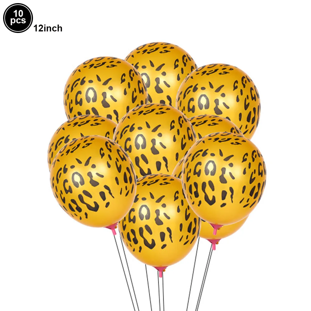Leopard Birthday Party Decoration Leopard Print Disposable Tableware Plates Leopard Print Latex Balloon Cheetah Shaped Balloon