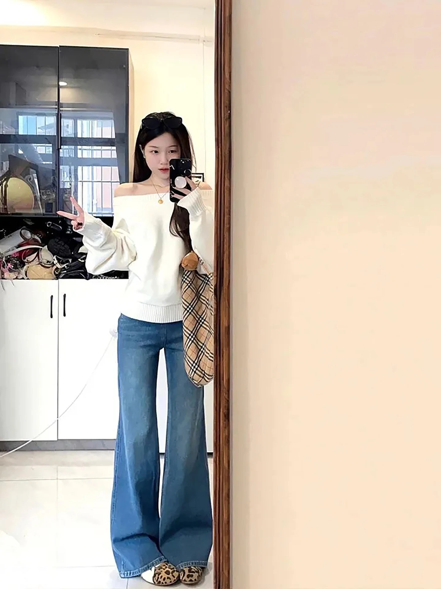 Ele محبوك سترة المرأة oulder Bared فضفاضة تناسب مائل طوق حصيرة Sle تنوعا الخريف الشتاء Faion