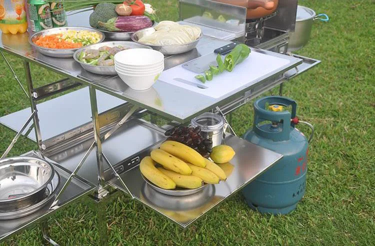 Stainless Camp Kitchen Utensil Portable Folding Outdoor Kitchen