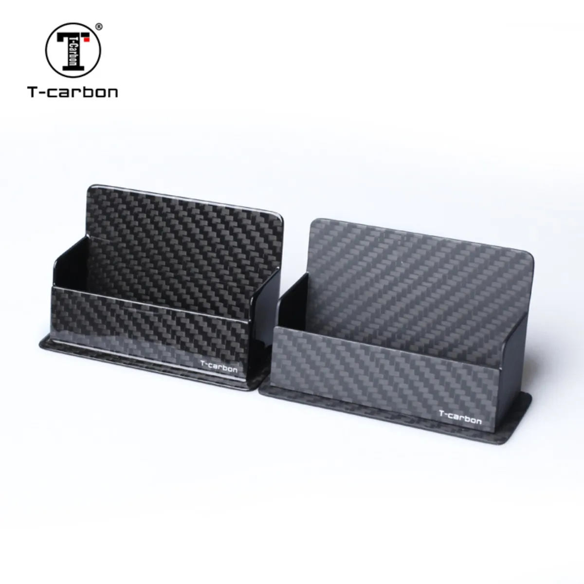 T-carbon Portable Carbon Fiber Business Card Hold Display Stand Desk Deskstop Car Business Card Holder Shelf Box