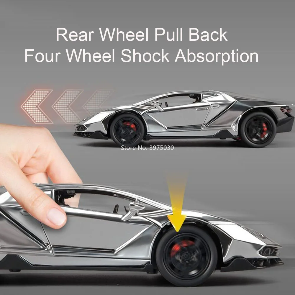 1:24 Scale LP770-4 Revuelto Cars Model Alloy Toy Light Sound Miniature Supercar Wheel Pull Back Vehicle Kids Hobby Gifts