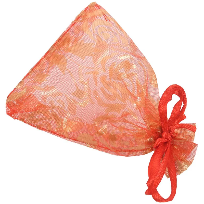 

CMHI-400Pc 7X9cm Rose Organza Drawstring Gift Jewelry Bags Pouches Wedding Xmas Party Gifts Bags Red