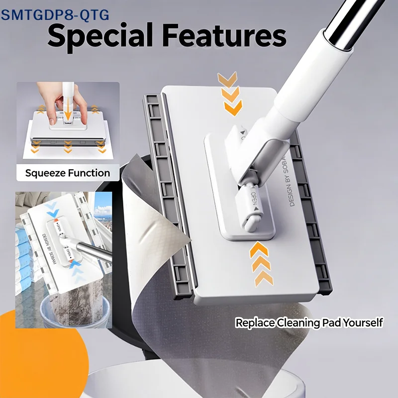 *Wet Floor Mop Flat Mop With 360 Degree Rotation Cleaning Dust Mopping Wood Wet And Dry Lazy Mop Comes With Free Cleaning Cloth