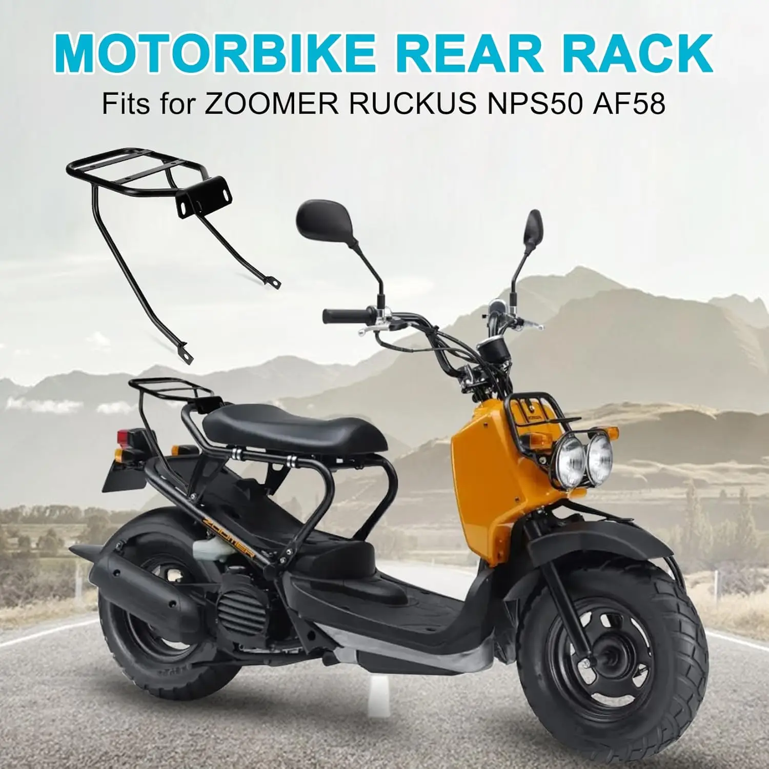 Motorcycle Luggage Rack Scooter Rear Rack Iron Support Storage Shelf Parts for ZOOMER Ruckus NPS50 AF58,Black
