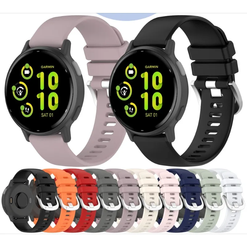 18mm 20mm 22mm Silicone Strap For Garmin Vivoactive 3 5 4 4s Band Watch Venu 3 2 2s 3s SQ Forerunner 255 255s Bracelet Wristband