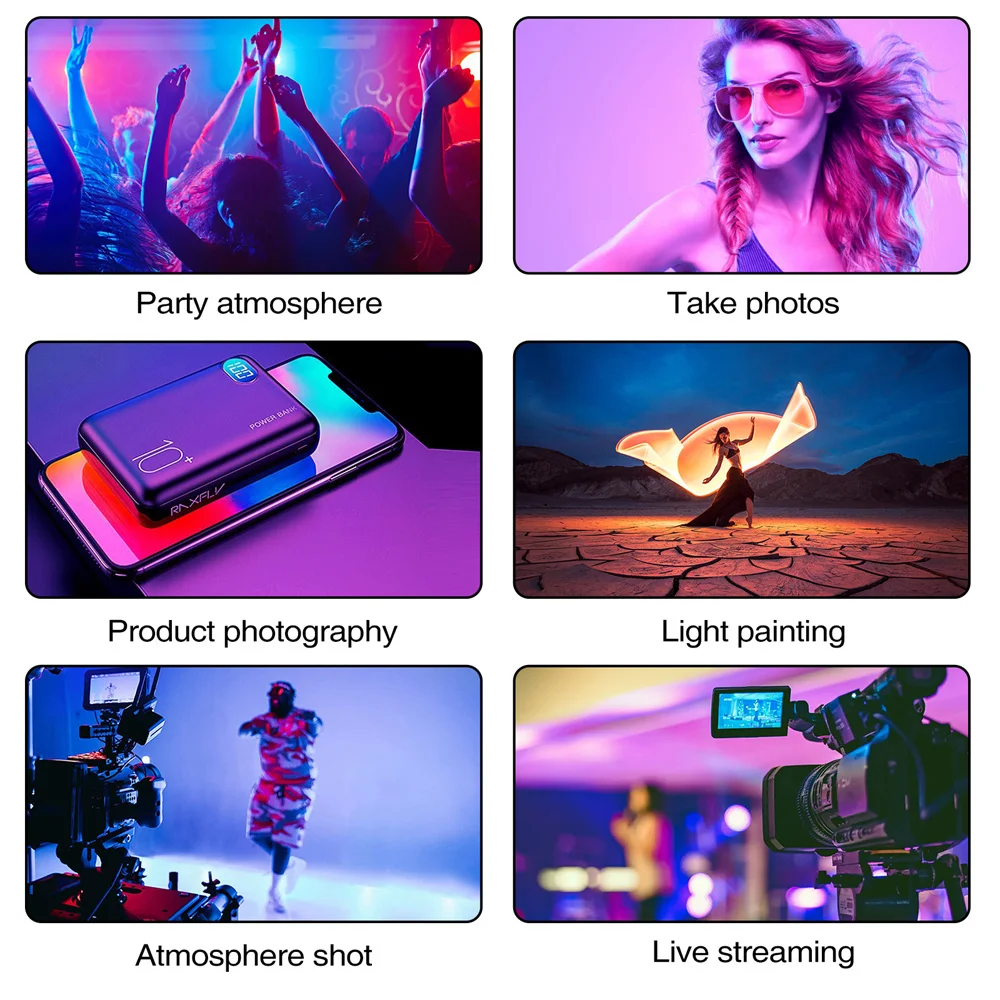 RGB Handheld Tube Light Stick, LED Video Light, Iluminação de Fotografia, Lâmpada de preenchimento, Novo, 3000K-6000K, 2600mAh