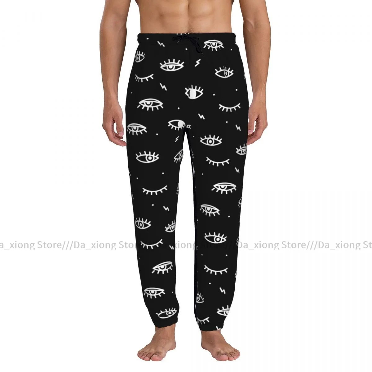 Men Pants Psychedelic Eyes Black And White Print Male Trousers Fitness Sweatpants Streetwear