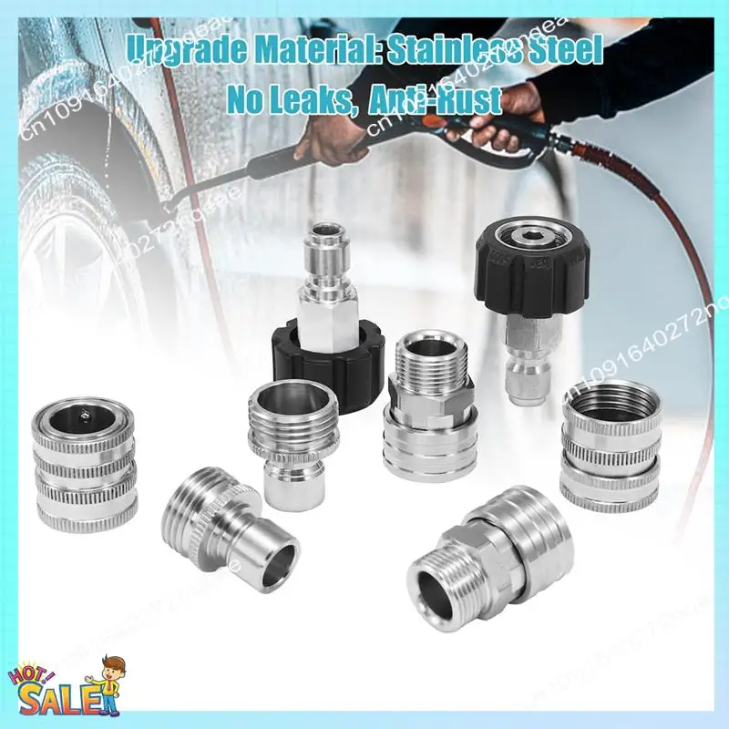 

N08R Набор адаптеров для мойки высокого давления M22 на 3/8 дюйма, комплект быстрого отключения, нержавеющая сталь, 9 шт.