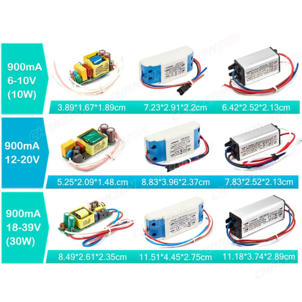 Corrente costante 10W 20W 36W 900Ma FAI DA TE isolato incorporato COB Led Driver della luce Adattatore trasformatore a bassa tensione di