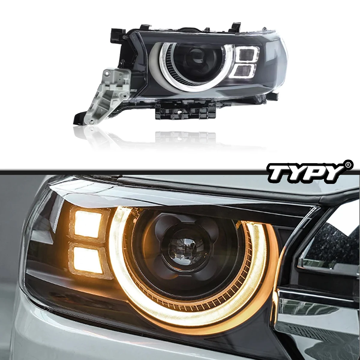 

TYPY новая светодиодная фара, обновленная, модифицированная для Toyota Land Cruiser, фара 2016-2021, динамический сигнал, автоаксессуары