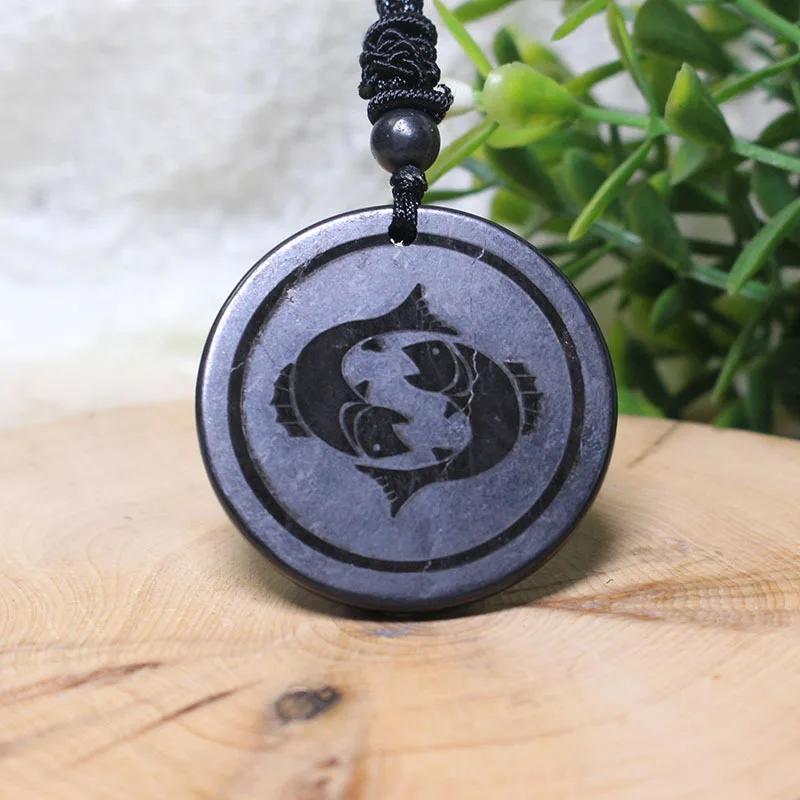 Camaz Nieuwe Shungite Hanger Twaalf Dierenriemtekens Shungite Natuursteen Ketting 2024